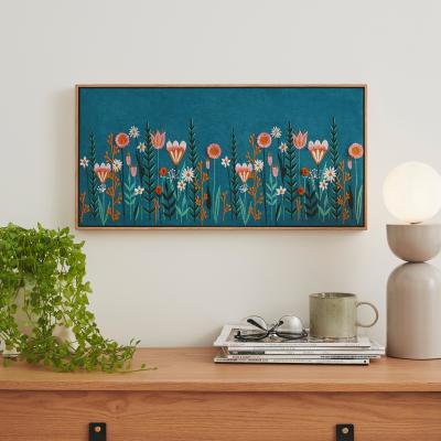 Dunelm Scandi Florals Capped Canvas 60x30cm Blue