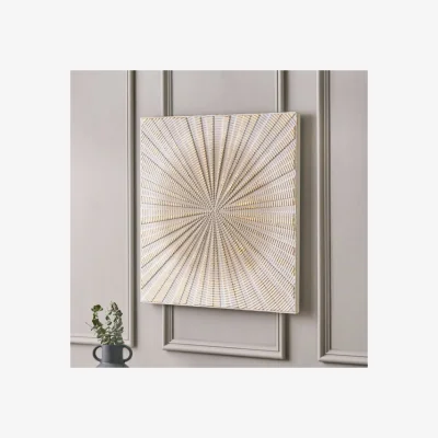 Dunelm Light Grey and Gold Metal Starburst Wall Art Gold