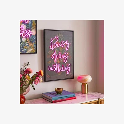Dunelm Busy Doing Nothing Light Up Neon Framed Print