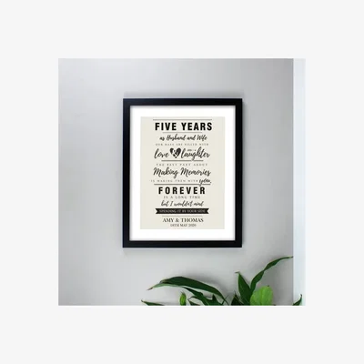 Dunelm Personalised Anniversary Framed Print Black