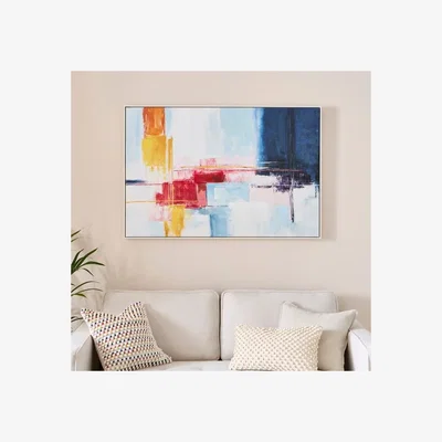 Dunelm Elements Abstract Brushstrokes Framed Canvas MultiColoured