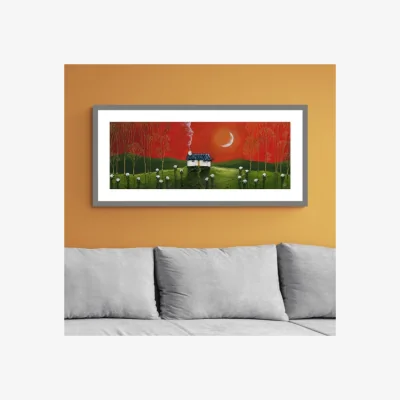 Dunelm Fiery Orange Framed Print Orange