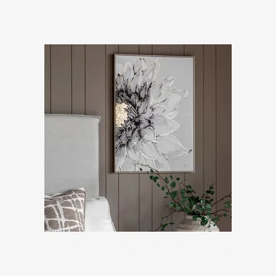 Dunelm Cedar and Sage Floral Dahlia Study Framed Canvas