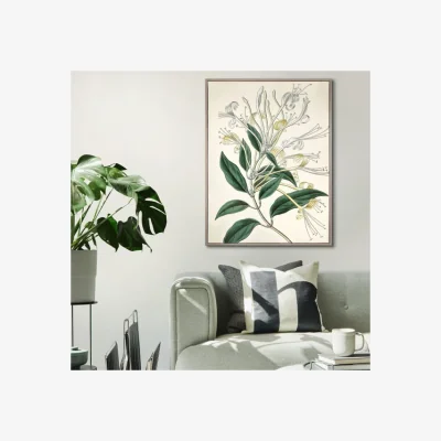 Dunelm Cedar & Sage Flourishing Foliage Floral Framed Canvas Brown