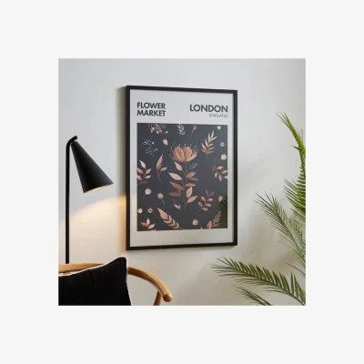 Dunelm Flower Market London Framed Print Black