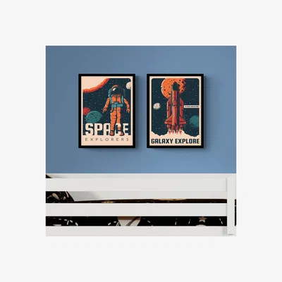 Dunelm Set of 2 Space Explorers Framed Prints