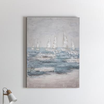 Dunelm Ocean Waves Textured Canvas Blue