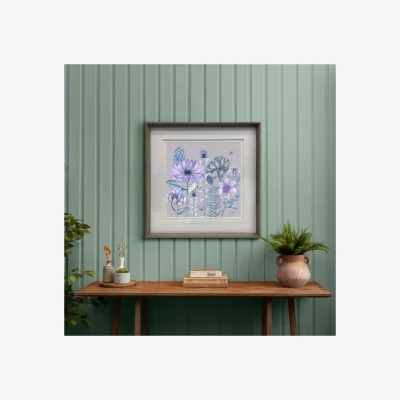 Dunelm Nut Nesidora Violet Framed Print Brown