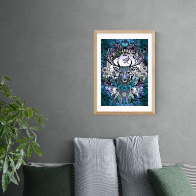 Dunelm East End Prints Stag Print Blue