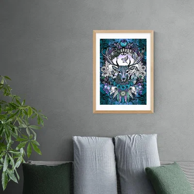 Dunelm East End Prints Stag Print Blue