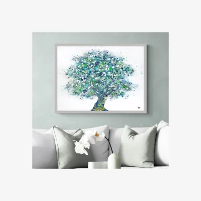 Dunelm Lost In The Clouds Framed Print Teal (Blue)