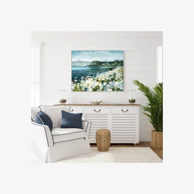 Dunelm Wild Daisy Bay by Danhui Nai Framed Canvas Grey