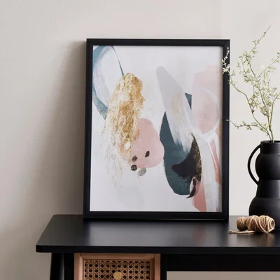 Dunelm Abstract Framed Print White