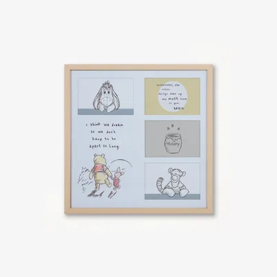 Dunelm Winnie the Pooh Framed Wall Art Grey, Blue and Yellow