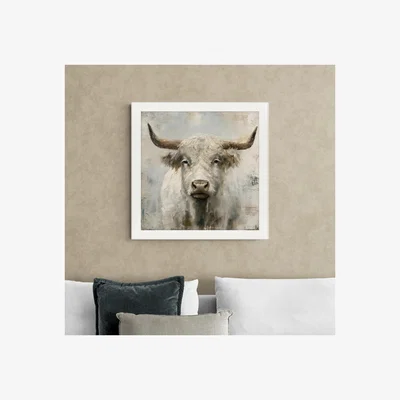 Dunelm White Highland Cow Framed Print White
