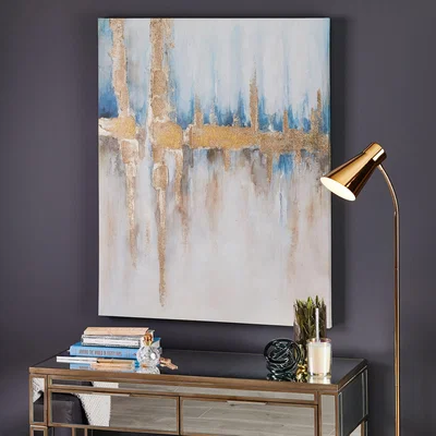 Dunelm Blue and Gold Ombre Canvas Blue