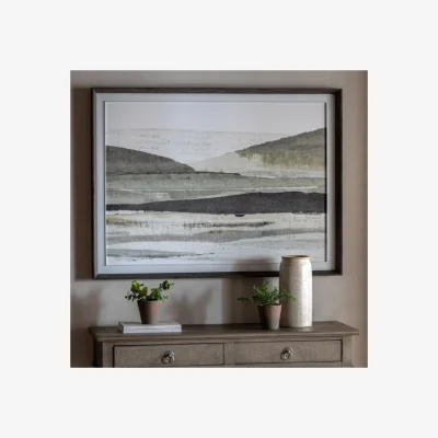 Dunelm Cedar and Sage Landscape Morning Haze Framed Canvas