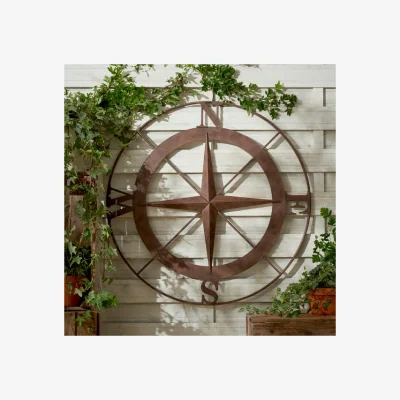 Dunelm Compass Outdoor Wall Art Brown