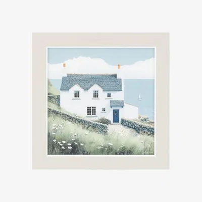 Dunelm Cedar & Sage Coastal Cottage Framed Print