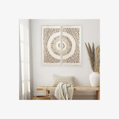 Dunelm Hestia Set of 2 3D Acrylic Boxed Woven Abstract Wall Art