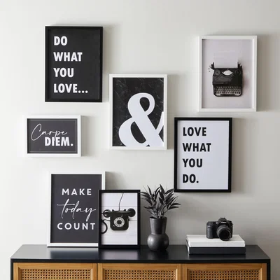 Dunelm The Way You Work It Poster Pack Set of 7 Black/White