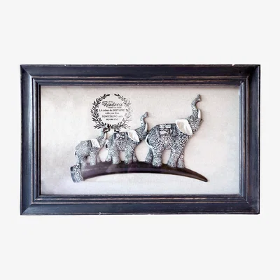 Dunelm Framed Elephants Wall Art Light Brown / Natural