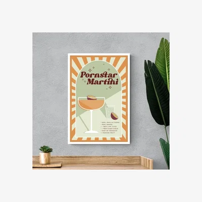 Dunelm Pornstar Martini Framed Print Yellow