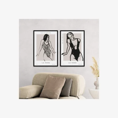 Dunelm Set of 2 La Mode Framed Prints Black and White