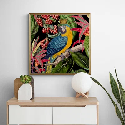 Dunelm Parrot King I Framed Print Gold