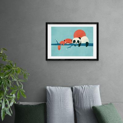 Dunelm East End Prints Panda and Racoon Print Blue/Orange/White