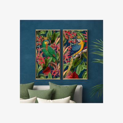 Dunelm Set of 2 Parrot King Framed Prints MultiColoured