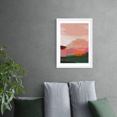 Dunelm East End Prints Green & Pink Abstract I Framed Print Pink