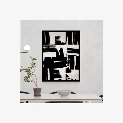 Dunelm Wabi Sabi Black & White Framed Print Black