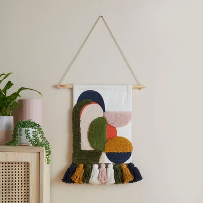 Dunelm Elements Shapes Wall Hanging 30x40cm Green/Blue/White