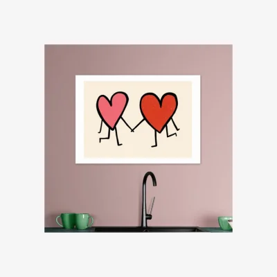 Dunelm East End Prints Heart Holding Hands Framed Print