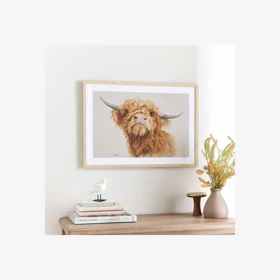 Dunelm Highland Cow Framed Print Natural