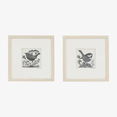 Dunelm Cedar and Sage Set of 2 Winged Typography Framed Wall Art