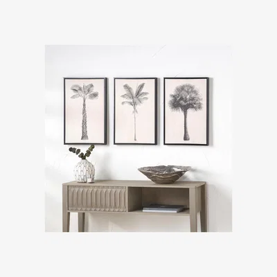 Dunelm Set of 3 Monochrome Palm Print Framed Canvases
