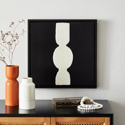 Dunelm Textured Shapes Abstract Canvas Black Black and white