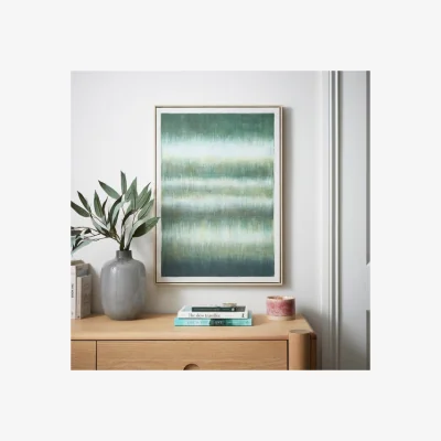 Dunelm Green Painterly Abstract Framed Canvas