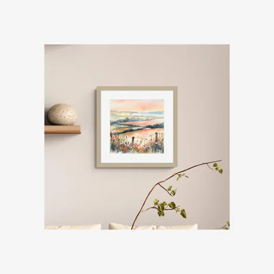 Dunelm Peach Sea View Framed Print Multicoloured