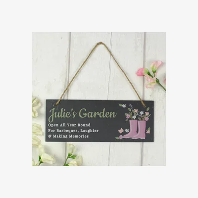 Dunelm Personalised Floral Garden Slate Sign