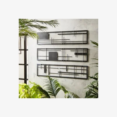 Dunelm Elements Set of 3 Metal Indoor and Outdoor Wall Art Black