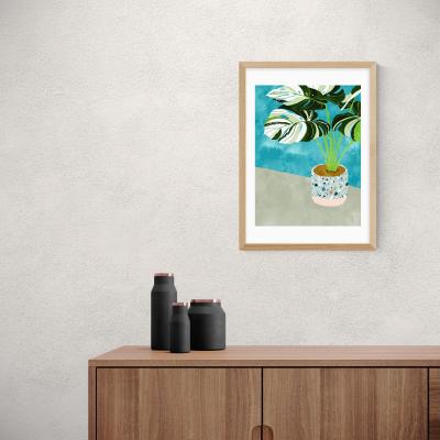 Dunelm East End Prints Variegated Monstera Print Blue