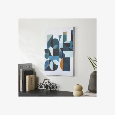 Dunelm Blue Abstract Shapes Canvas