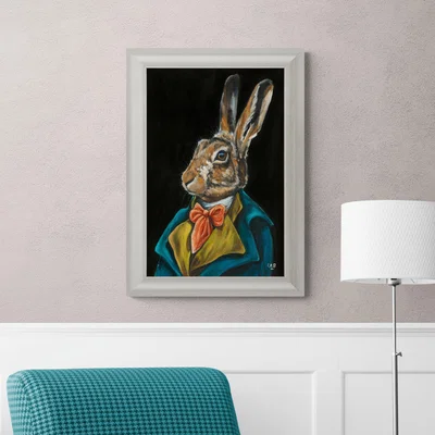 Dunelm Horace by Louise Brown Framed Print White/Brown