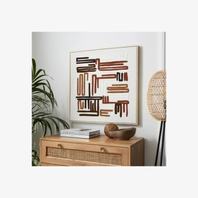 Dunelm Brown Tufted Abstract Framed Canvas