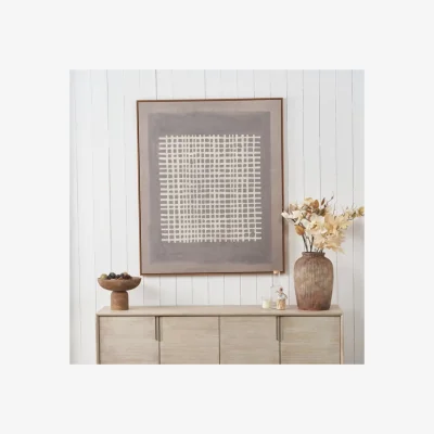 Dunelm Brown & Natural Grid Design Framed Canvas