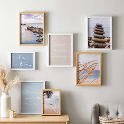 Dunelm Coastal Calm Poster Pack Set of 7 Blue/Pink/Brown
