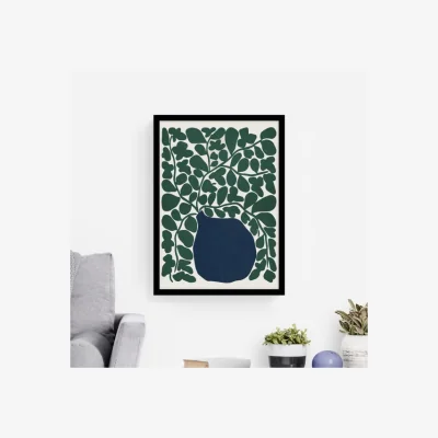 Dunelm Contemporary Botanical Framed Print Blue